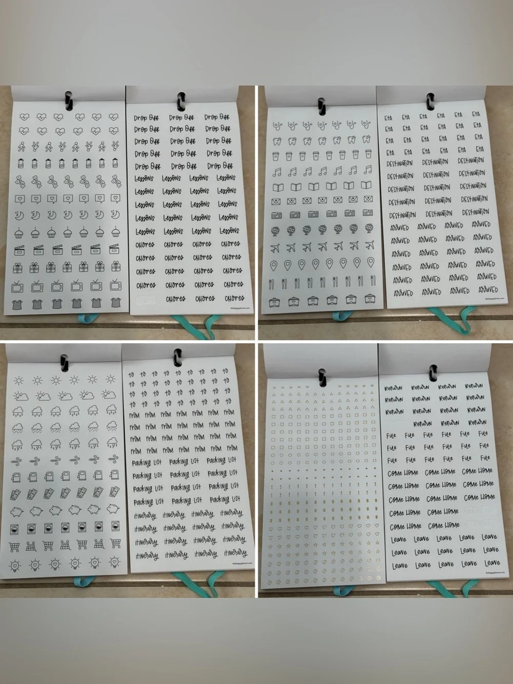 The Happy Planner Sticker Books - Black White Teal